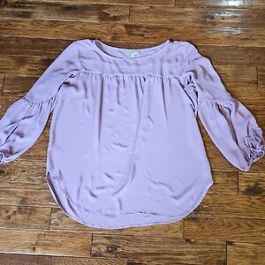 LOFT Purple Relaxed Ruched Blouse